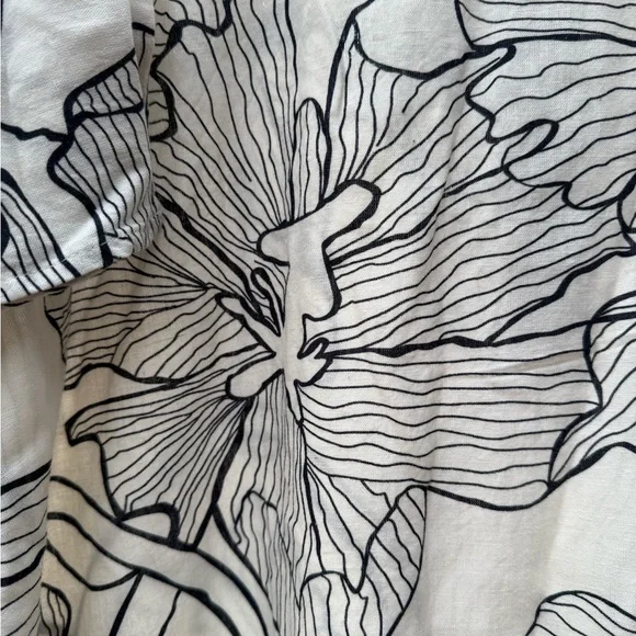 Cost Plus World Market Black and White Leaf Dress - Picture 6 of 8